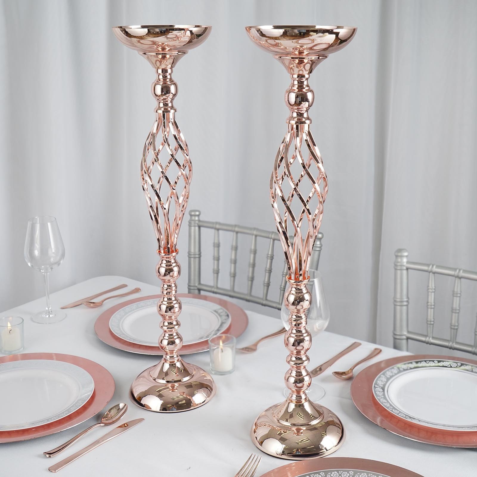 Efavormart Set Of 2 Metal Wedding Flower Decor Candle Holder Vase