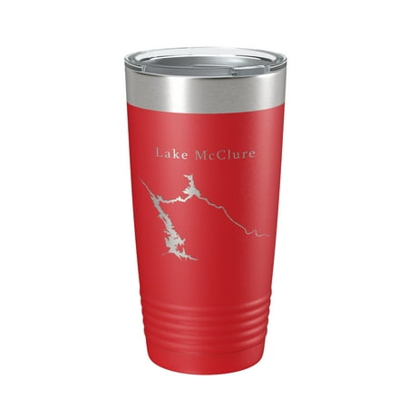 

Lake McClure Map Tumbler Travel Mug Insulated Laser Engraved Coffee Cup California 20 oz Red
