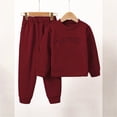 thumbnail image 2 of Girls Fleece Sweatshirt Fall And Winter Solid Color Letter Printing Warm Windproof Two Piece Set 4-5 Years Wine, 2 of 6