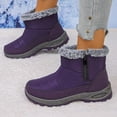 thumbnail image 4 of Eltusu Women Snow Boots, Windproof Zip up Warm Soft Winter Shoes Purple Size 9.5, 4 of 8