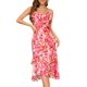 thumbnail image 1 of Vestido de verano Aupuls Aupyh01 rojo con volantes florales para mujer, 1 of 6