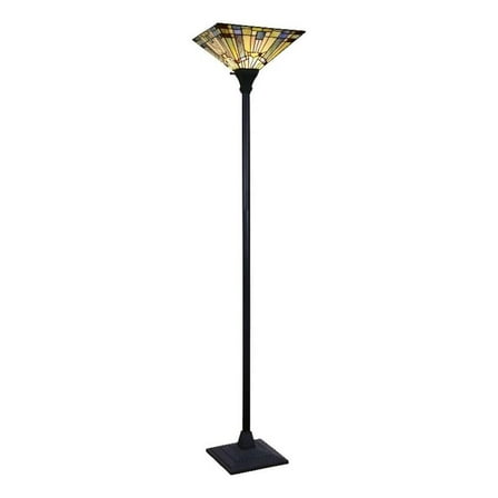 Pemberly Row 1-Light Metal Torchiere Floor Lamp in Black Bronze