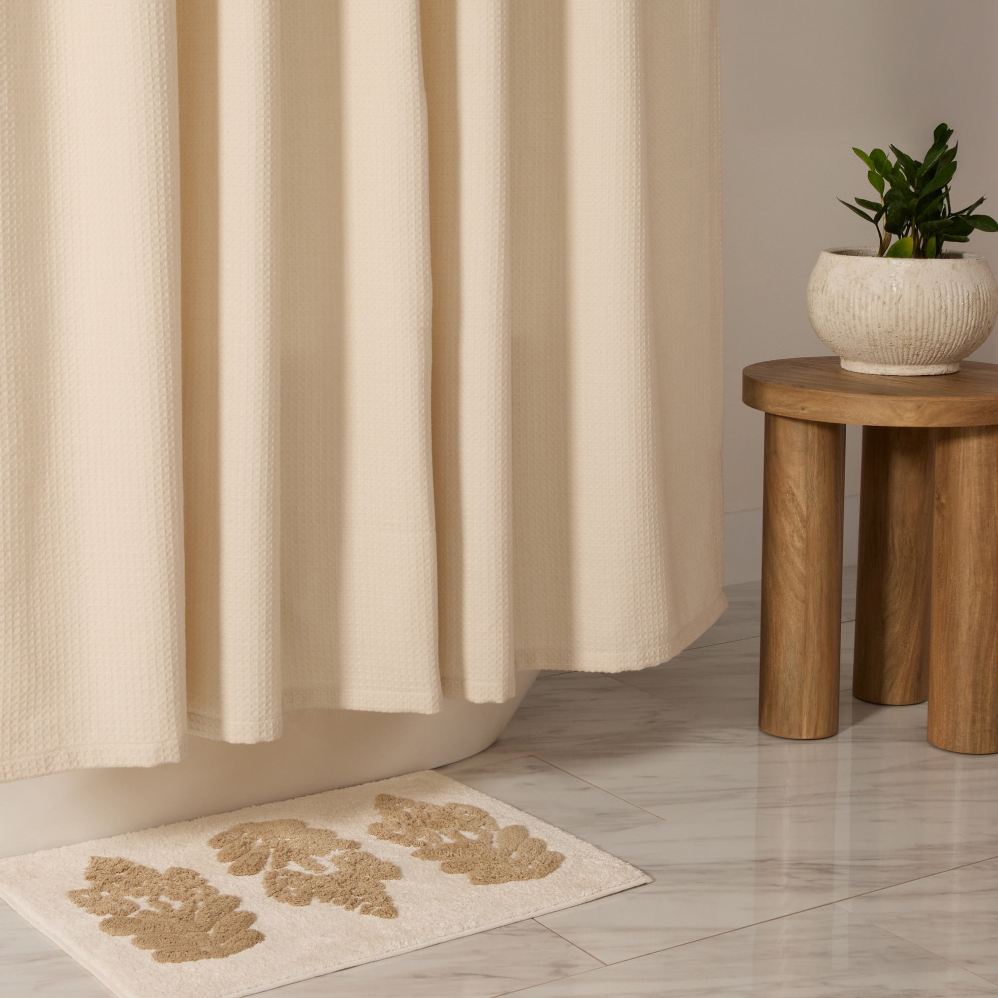 Cotton Blend Waffle Shower Curtain by Comfort Canopy, 72" x 72", Natural