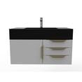 thumbnail image 2 of Castello USA Nile 36" Gray Wood Floating Vanity with Black Top and Gold Trim, 2 of 8