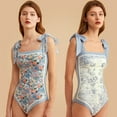 thumbnail image 1 of Maillot de Bain une-Pièce vintage à Bretelles Double Face avec Imprimé Fixe FJH, 1 of 6