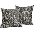 thumbnail image 2 of Black Floral Block Print Pillow Covers 18x18 Inch Set of 2, Vintage Cottage Style black Cream Decorative Throw Pillow Cases Outdoor Cushion Covers Rustic Farmhouse Decoration Sofa Couch Bed Decor, 2 of 6