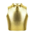 thumbnail image 6 of Raenseen Kids Girls' Metallic Mock Neck Crop Tank Tops Ballet Dance Dancewear Athletic Sports Vest Gold 12, 6 of 8