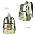 thumbnail image 2 of ZIATUBLES Clear Backpack 17 Inch, Heavy Duty Fabric & PVC Transparent Bookbag with Rainy Frog Mushroom Print, Large Capacity See Through Backpack for Women Men School, 2 of 7