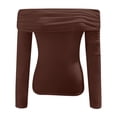 thumbnail image 4 of DuoJiaJ Women's Off Shoulder Tops Dressy Casual Slim Fit Long Sleeves Spring Fall Blouse Brown L, 4 of 4