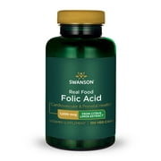 Swanson Real Food Folic Acid Vegetable Capsules, 1,000 Mcg, 100 Count