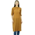 thumbnail image 1 of Phagun Cotton Plain Kurti Tunic Mandarin Collar Ethnic Casual Kurta Blouse, 1 of 7
