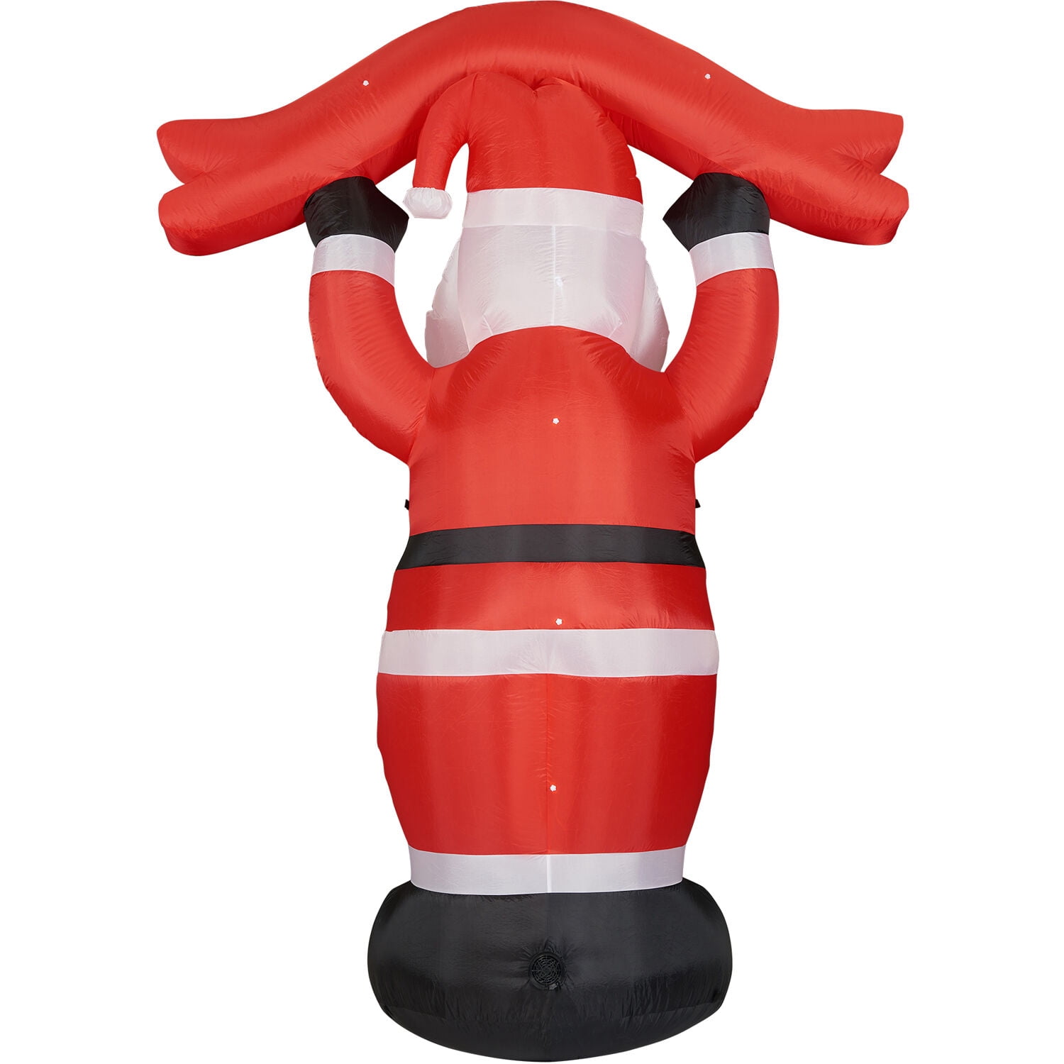 Fraser Hill Farm 10 ft Tall Santa Holding HO HO HO Sign, Outdoor Blow-Up Christmas Inflatable with Lights and Storage Bag, FHFSANTA104-L