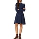 thumbnail image 1 of INSPIRE CHIC Vestido de Suéter para Mujer con Cuello Redondo, Manga Larga Abullonada, Bolsillos Laterales, Color Sólido, Talla S Azul Oscuro, 1 of 6