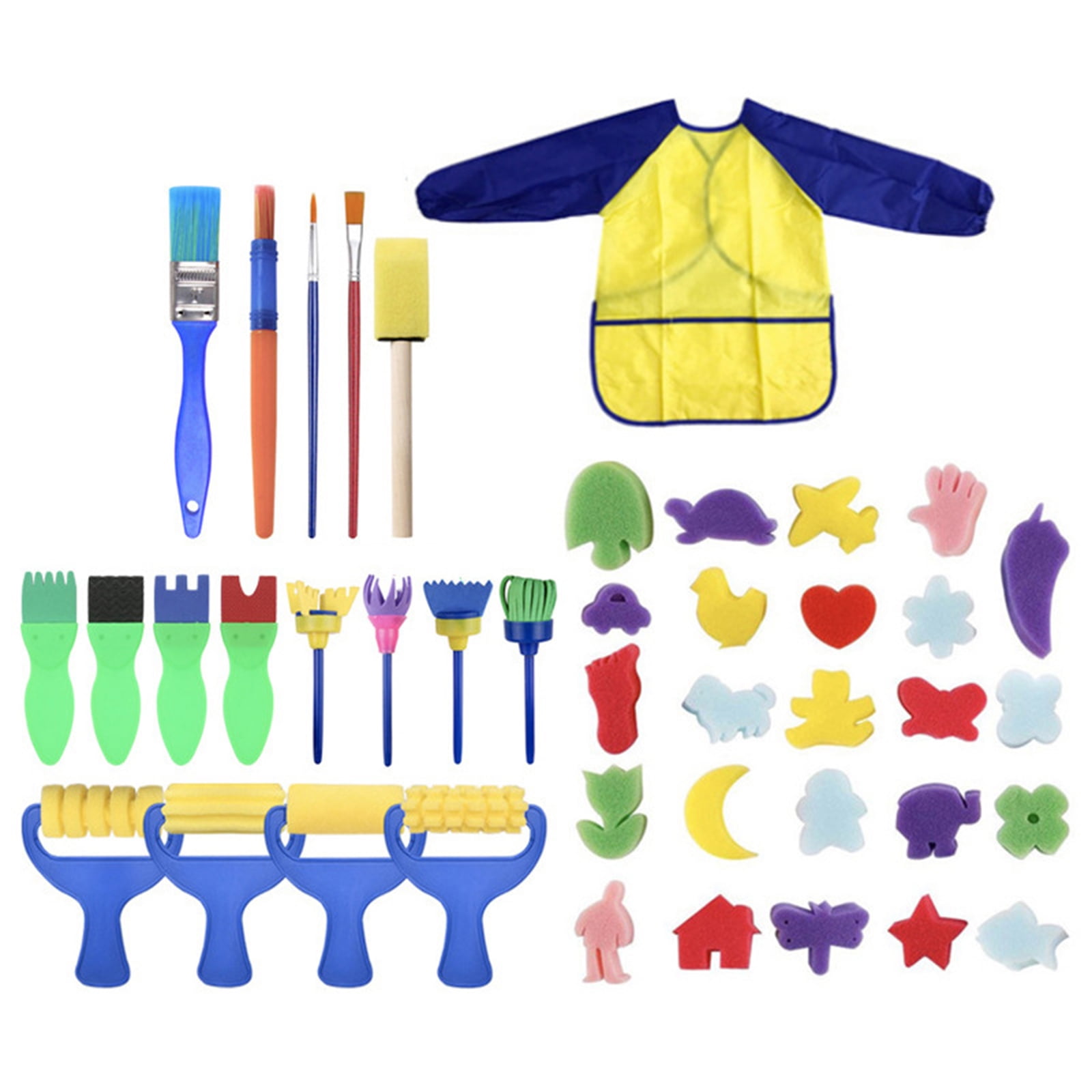 Loomini 27pc Kids Paint Kit Set: Brushes, Canvas, Tabletop Easel