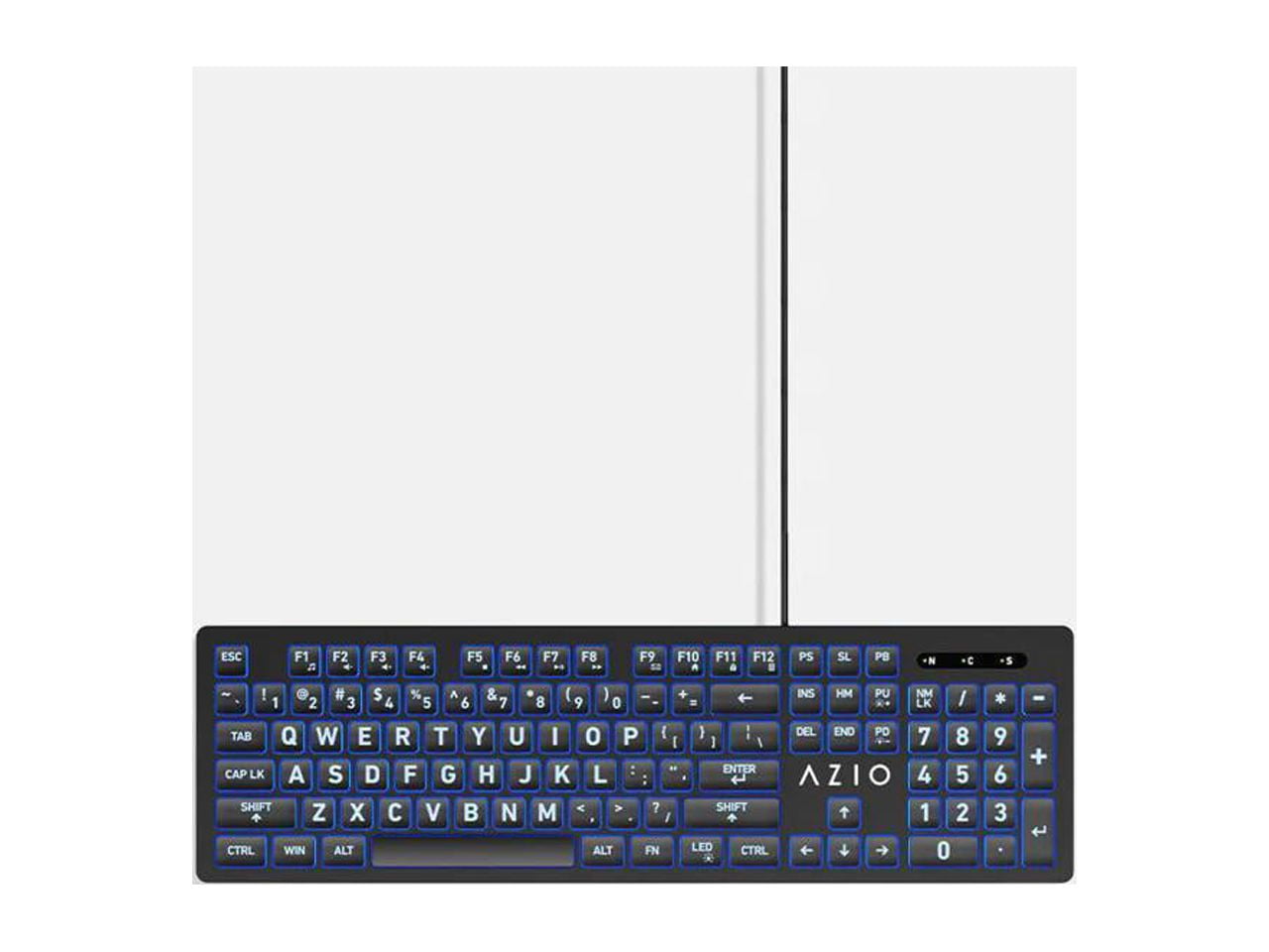 Azio Large Print Keyboard USB Computer Keyboard with 3
