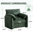 thumbnail image 2 of Chenille Oversized Armchair, 38.6" Wide Accent Chairs for Living Room & Bedroom Modern Lounge Chair, Upholstered Mid-Century Reading Chair, Comfy Living Room Chair, Single Sofa Chair, Green, 2 of 6