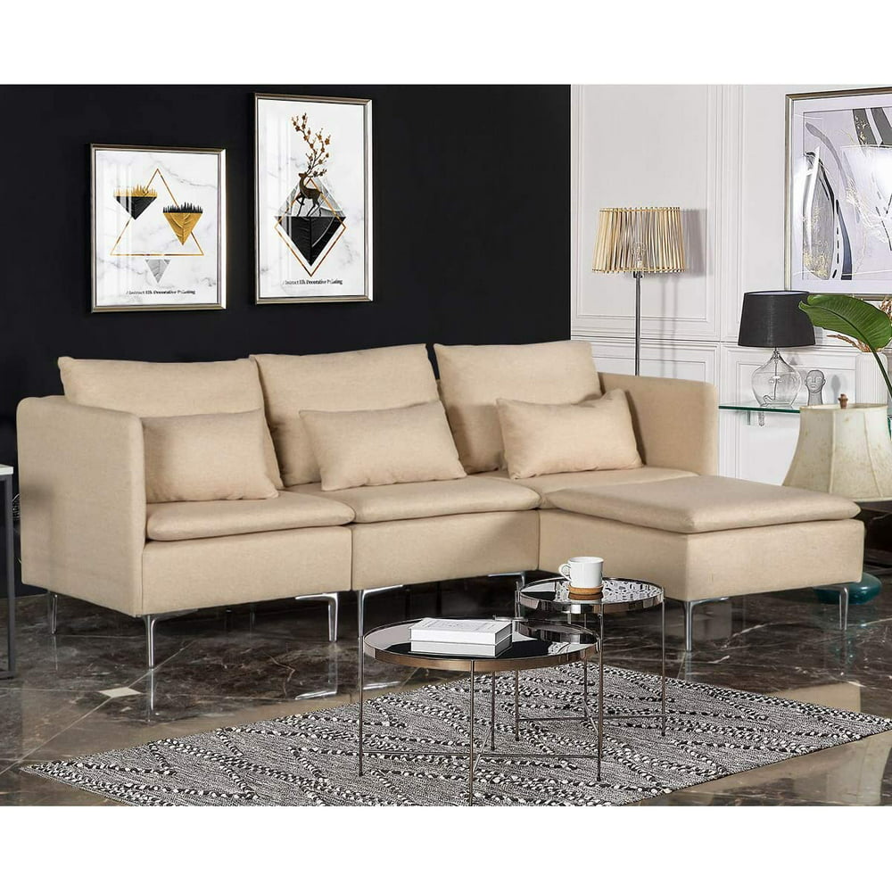 Erommy Convertible Sectional Sofa Couch, Modern Design 3-Seat Sectional