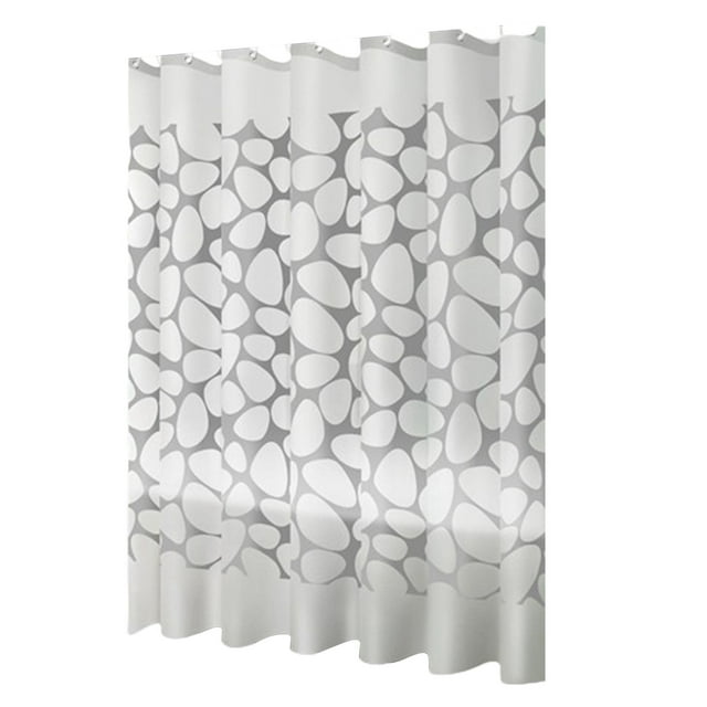 Crochets de Rideau de Douche, Motif Cobble Rideau de Douche Fond Blanc Doublure en Vinyle Imperméable