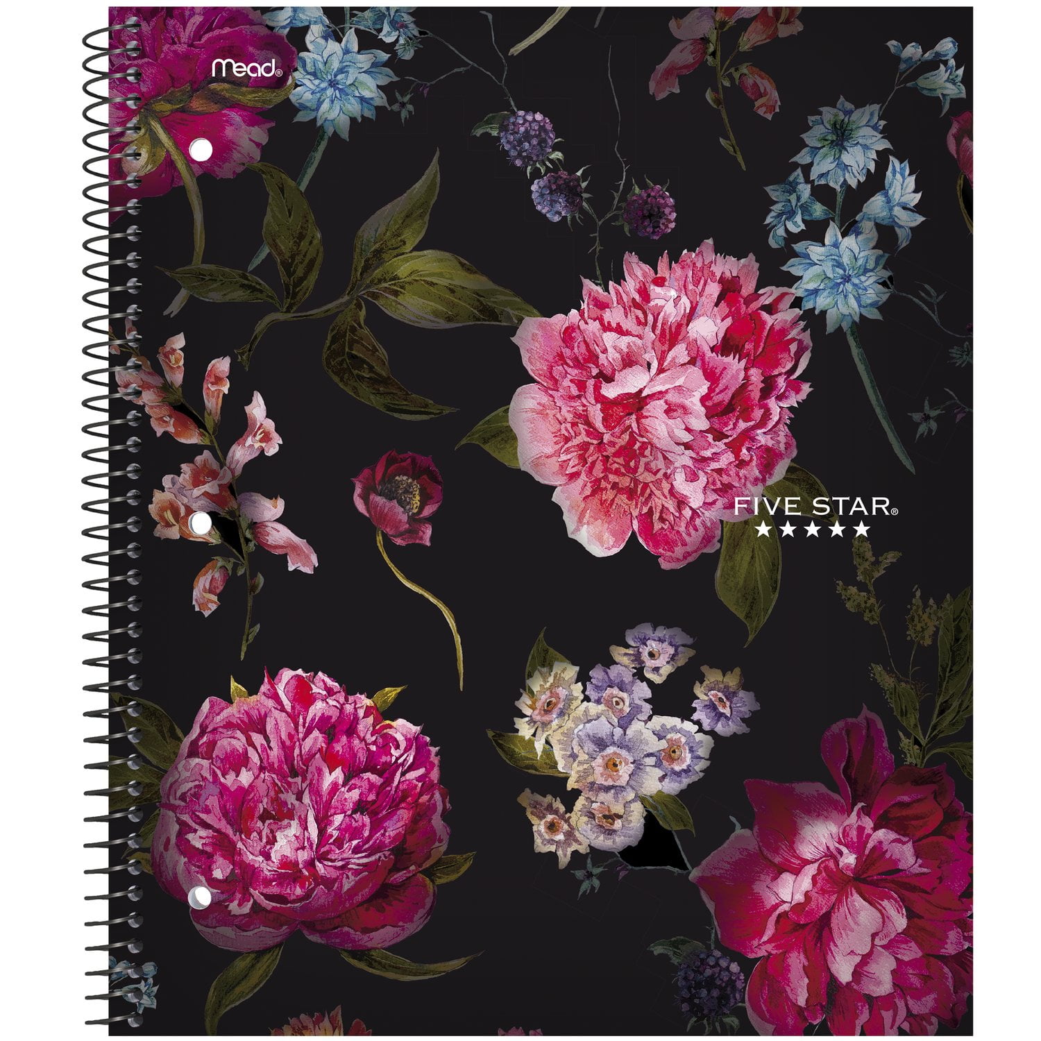 Five Star Flowers Notebook Plus Study App, 1 Subject, College Ruled, 8.5" x 11"