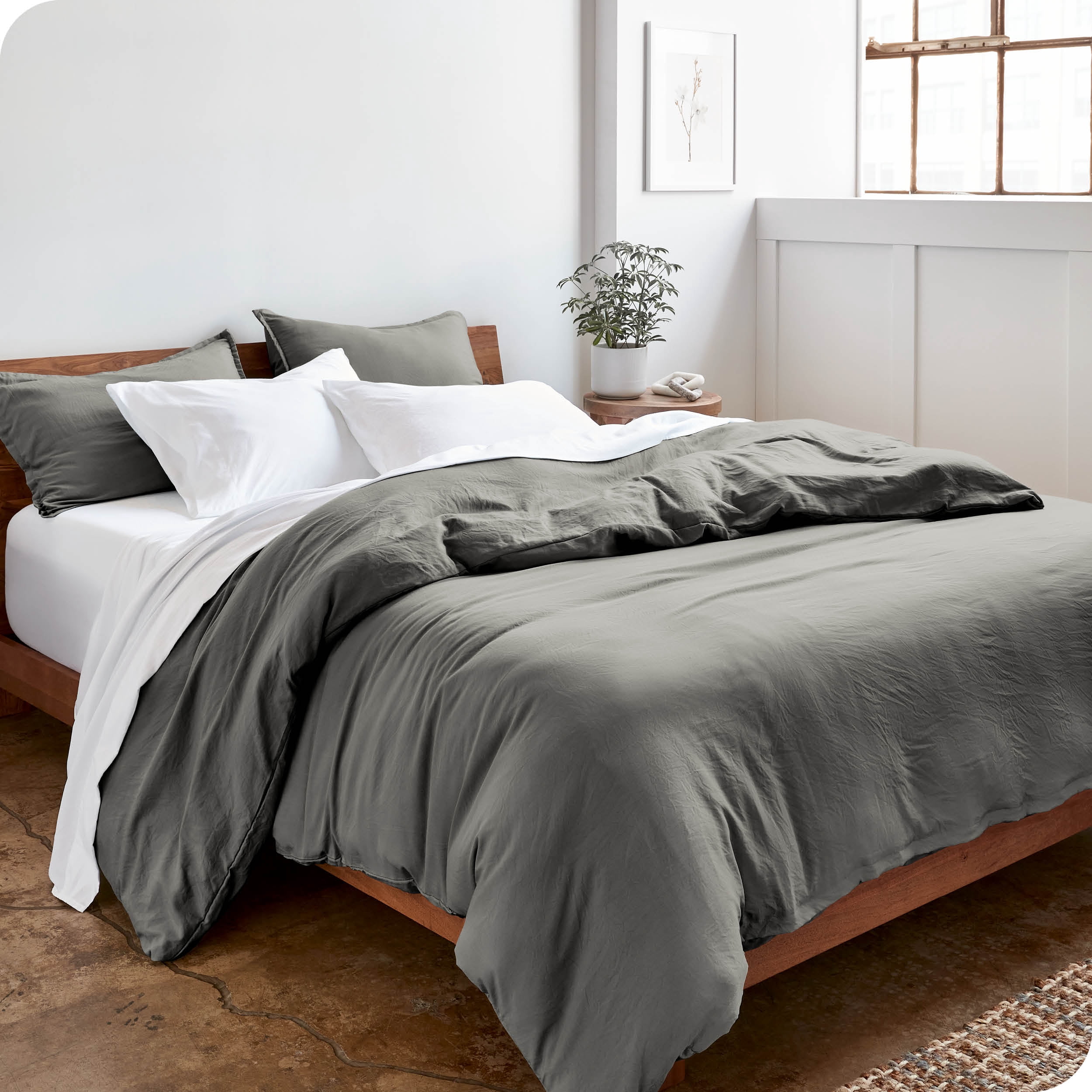 Bare Home Sandwash Microfiber Duvet Cover & Sham Set, Twin/Twin XL, Frost Gray, 2-Pieces