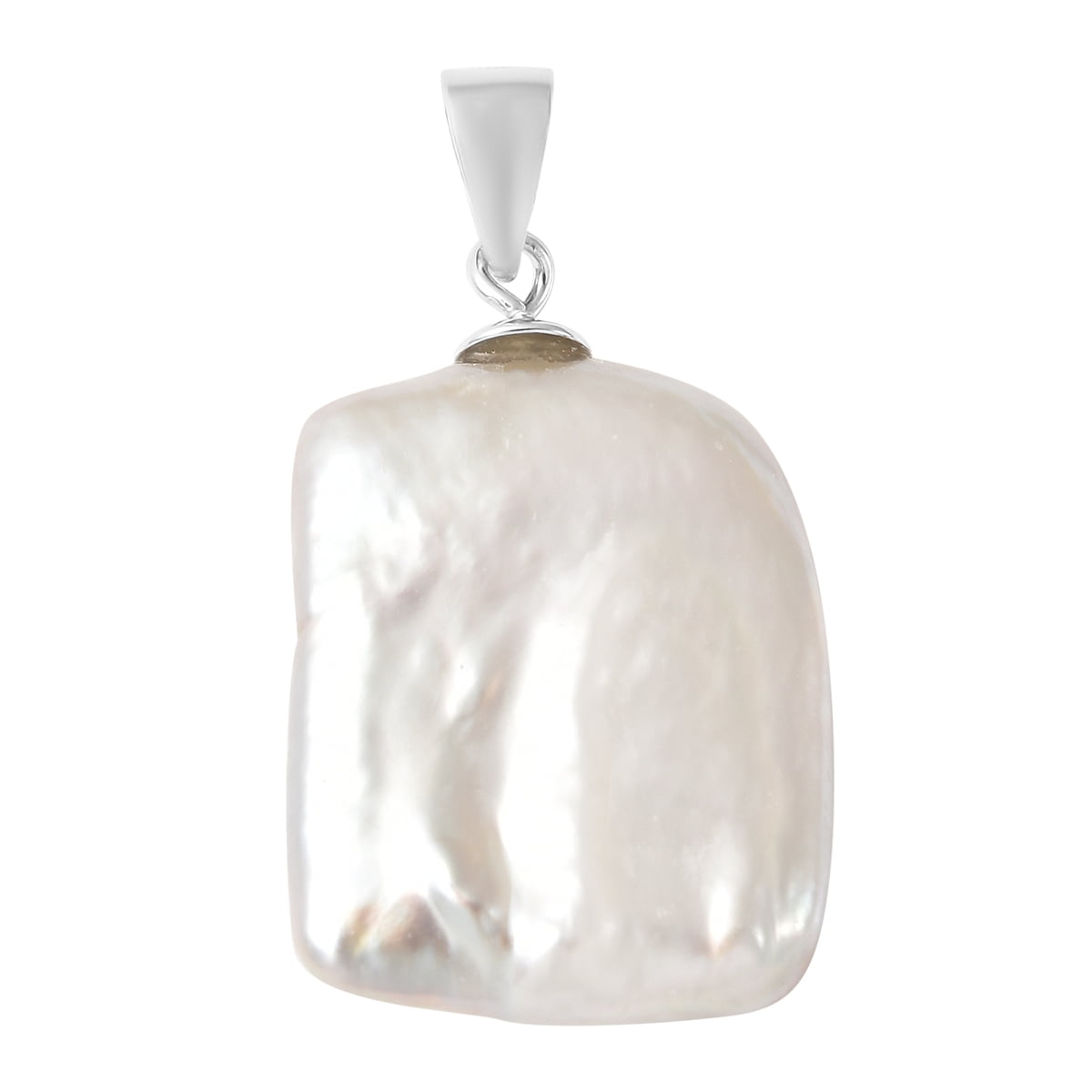 Shop LC Women Silver Rhodium Plated White Keshi l Pendant