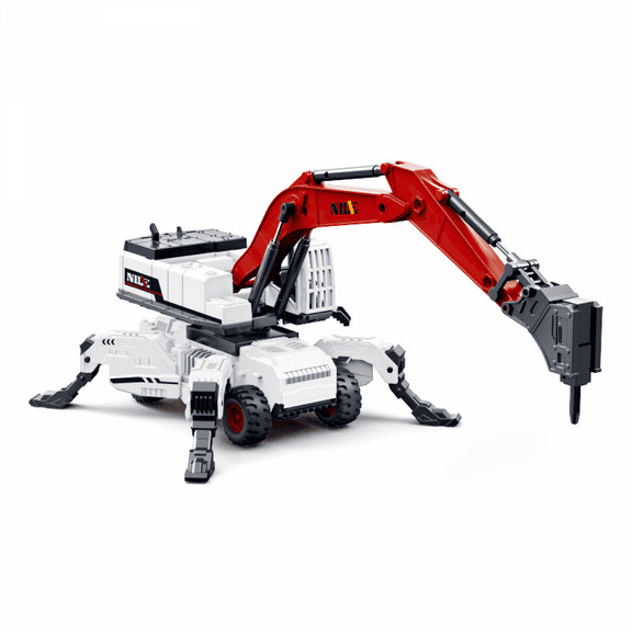 Drill Construction Vehicles Toy for Kids, 1/50 Scale Inertial Transform Engineer Truck Toys for Boys Christmas Birthday Gifts(Red)