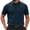 Navy, variant on Men's Textured Polo Shirt Short Sleeve Button Placket Collared Polo with Chest Pocket Casual Summer Top