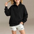thumbnail image 2 of Jalioing Sweatshirt for Kids Fashion Solid Long Sleeve Stand Collar Button Pullover Tops Teen Casual Athletic Shirt, 2 of 9