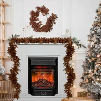 Minibee Christmas Rustic Garland, 6FT Artificial Brown Leaf Vine Winter Greenery Garland for Mantel, Wall Indoor Outdoor Decorations