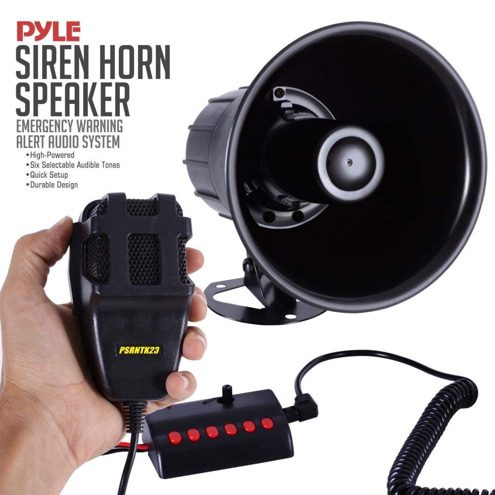 PYLE PSRNTK23 - 6 Tone Sound Car Siren Vehicle Horn w/ Mic PA Speaker System Emergency Sound Amplifier, 30W Emergency Sounds Electric Horn-Hooter, Ambulance, Siren, Traffic Sound, PA Microphone System - image 5 of 7