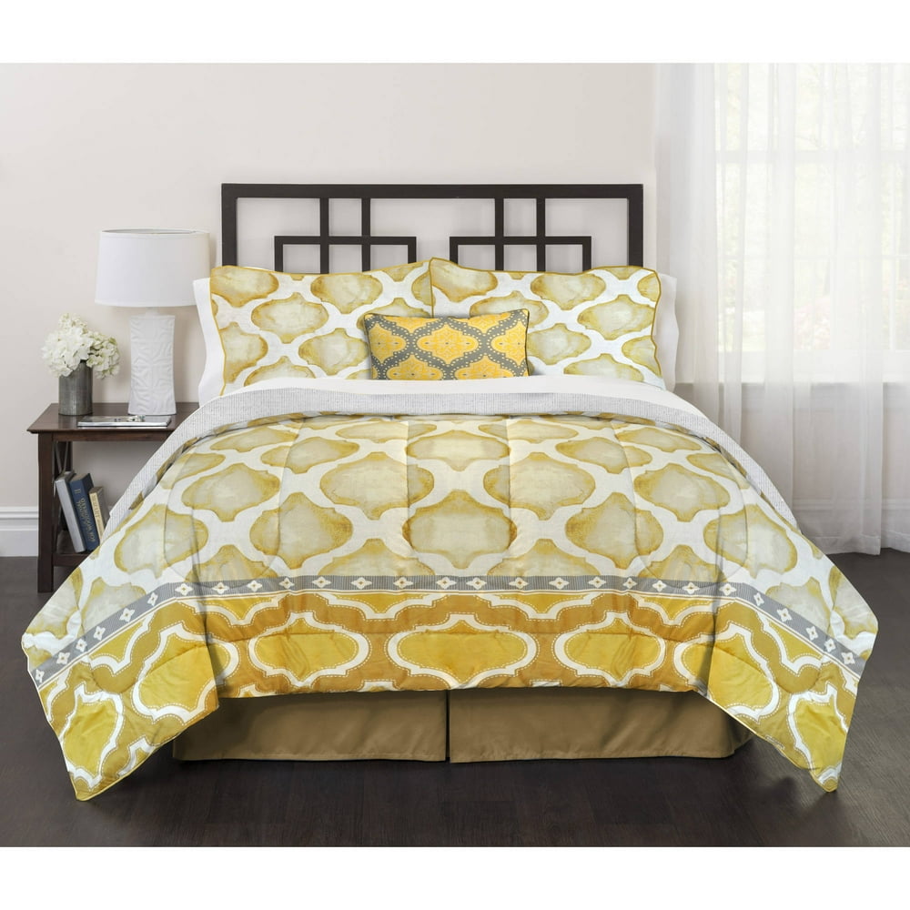 Metro Mustard 4Piece Bedding Comforter Set