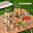 thumbnail image 4 of Ovzne Stainless Steel Camping Picnic Outdoor Cookware Pot Portable Mountaineering Pot Storage Folding Tableware Set Combination On Clearance, 4 of 6