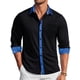 thumbnail image 2 of Camisa de vestir Barry.Wang negra para hombre de manga larga de negocios, 2 of 6