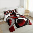 thumbnail image 3 of Manfei Red Gray Black Full Size Comforter Sets,Modern Geometric Art Bedding Comforter Set,Circular Print Bedding Sets For Adults,Microfiber Bedroom Decor Reversible,3-Piece, 3 of 8