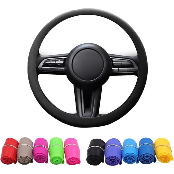 Cool Non-Slip Silicone Steering Wheel Protector, Steering Wheel Protective Cover, Non-Slip Car Steering Wheel Cover, Soft Silicone Steering Wheel Cover (Black)