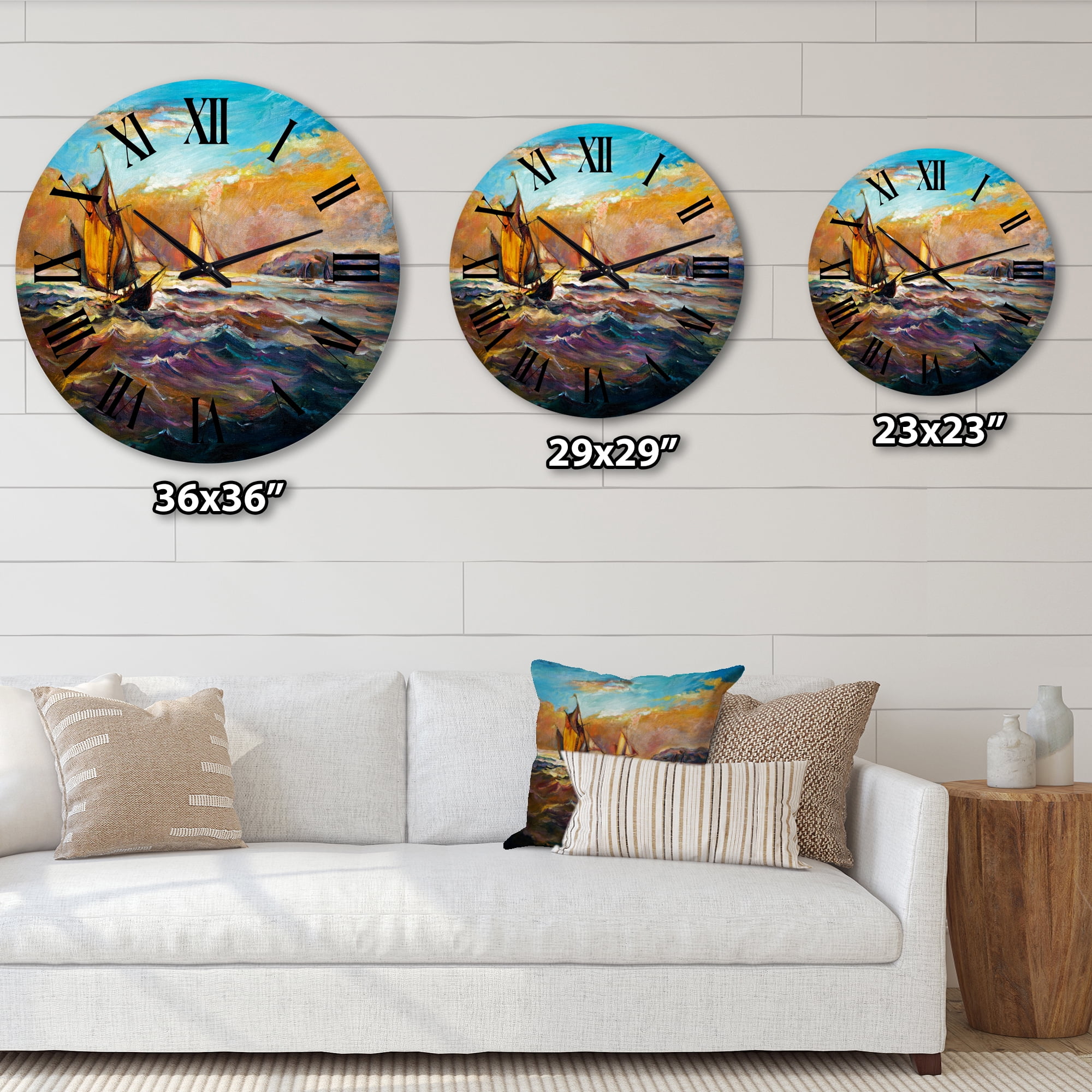 Designart 1 in Quartz Coastal Wall Clock