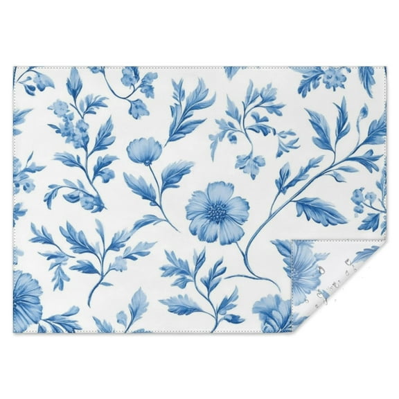 Blue Pioneer Flower Rectangle Tablecloth 60"x84",Waterproof Polyester Rectangle Table Cloth, Wipeable Spillproof Polyester Tablecloth for Dining, Camping, Indoor and Outdoor