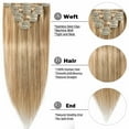 thumbnail image 2 of Benehair Clip In 100% Real Remy Human Hair Extensions Full Head Soft Straight Women Highlight Balayage Blonde Hair 7 Pcs, 2 of 10