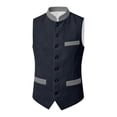 thumbnail image 3 of Kiijoy Toddler Boys Party Vest Casual Button-Down Mandarin Collar Corduroy Waistcoat, Navy, 4-5 Years, 3 of 4