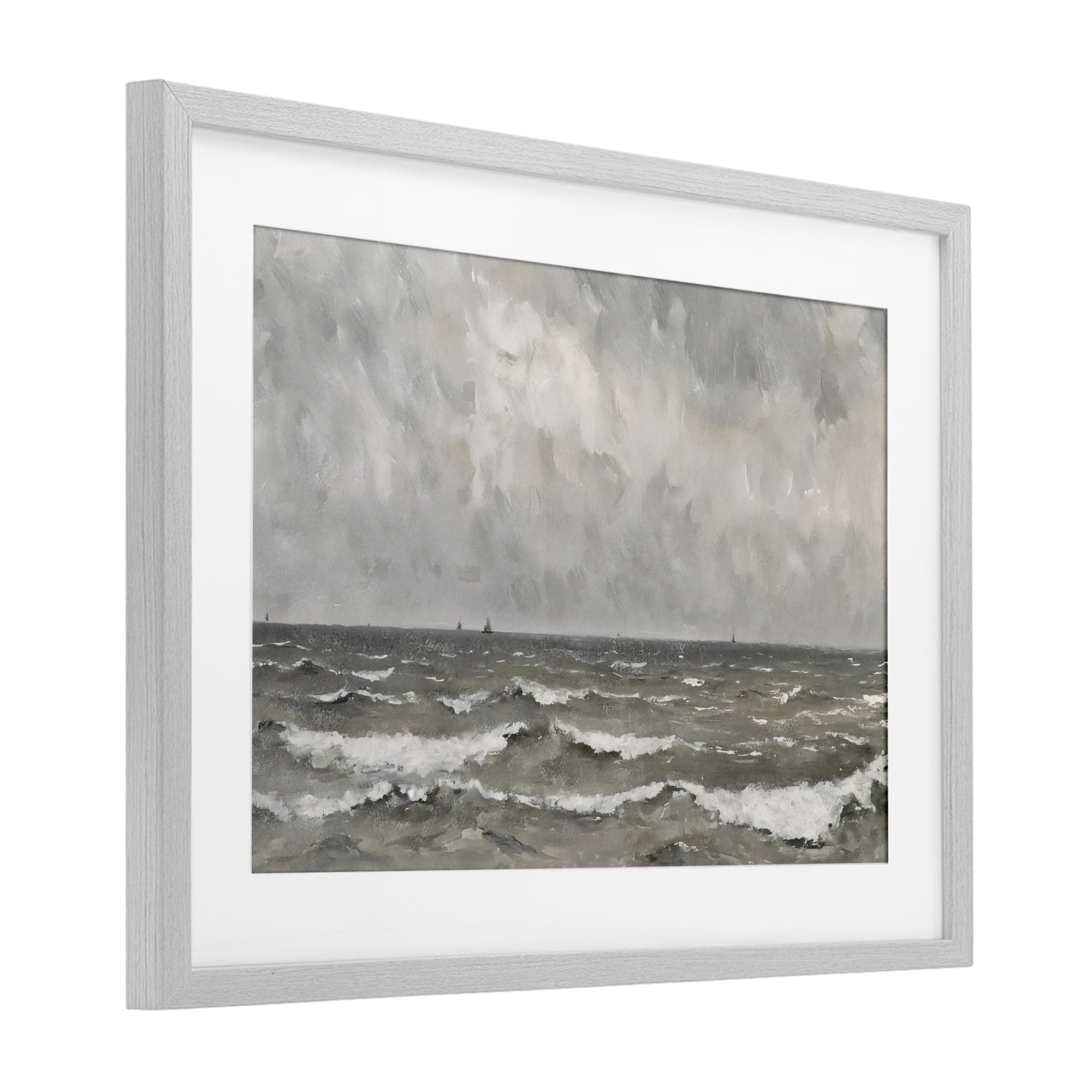 Stupell Industries Stormy Ripples at Sea Gray Framed Print Under Glass, design by Jacky Ngan