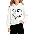thumbnail image 5 of Spazoro Girls Pullover Hoodie with Pockets, Relaxed Fit Soft Long Sleeve Cat Heart Graphic Print Hooded Neck Trendy Casual Sweatshirt for Kids White Size 9-10, 5 of 5