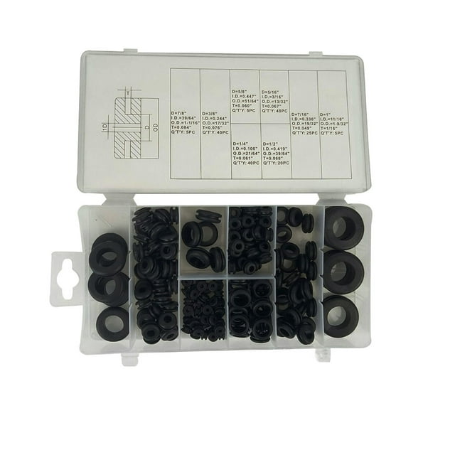 MasteelfCA 180 Pcs Anneau Joint d'Isolation en Caoutchouc Joints de Rondelle pour Compresseur de Climatisation de Voiture Kit d'Outils de Réparation Auto Assortiment Noir
