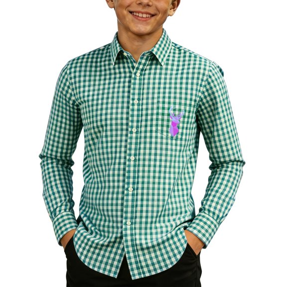 Wxolcjlv Boys Oktoberfest Loose Shirt Checkered Long Sleeve Button Down Shirts, Sizes 4-13