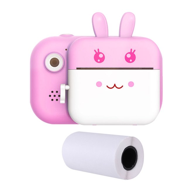 Cámara de impresión 720P Cámara para niños de 24 millones de píxeles Cámara recargable para niños con papel fotográfico térmico, rosa Eigraketly EL5047-02B