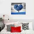 thumbnail image 4 of RUIYC Heart Shaped Tree Canvas Painting Blue Romantic Love Tree Picture Print Black and White Horizon Wall Art Gallery Wrapped Artwork Home Decor Framed for Living Room Decoration, 4 of 4