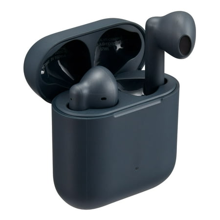 onn Bluetooth Wireless Earphones with Environmental Noise Canceling Microphones and Charging Case, Gray