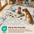 thumbnail image 4 of Design&I 8'x10' Washable Area Rug Beige Vintage Distressed Latticework Scroll Frame Border Boho for Dining Room, Large Office, Lounge, Snag-Free, 4 of 7