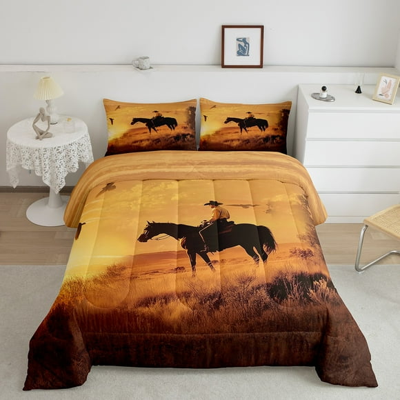 Erosebridal Tribal Western Bedding Comforter Set, Rustic Horse Comforter Sets , Cowboy Cowgirl Reversible Down Comforter, Super Cozy Bedroom Decoration, 2pcs