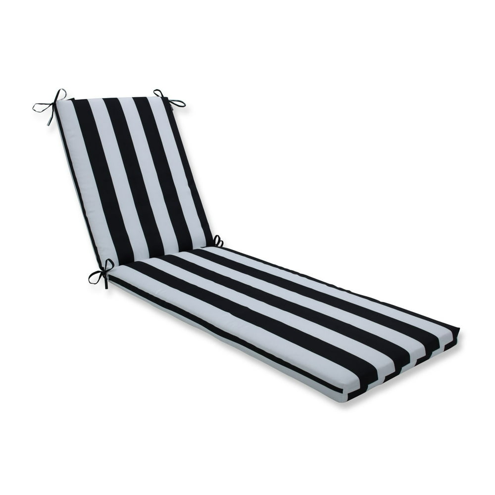 80" Black and White Striped UV Resistant Oversized Outdoor Patio Chaise