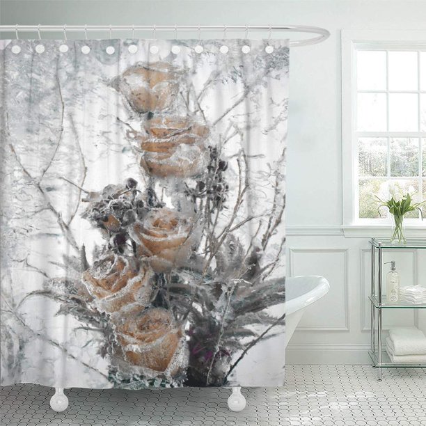 Cynlon Mirror White Freezer Of Flowers Frozen In Ice Yellow Bathroom Decor Bath Shower Curtain 60x72 Inch Walmart Com Walmart Com